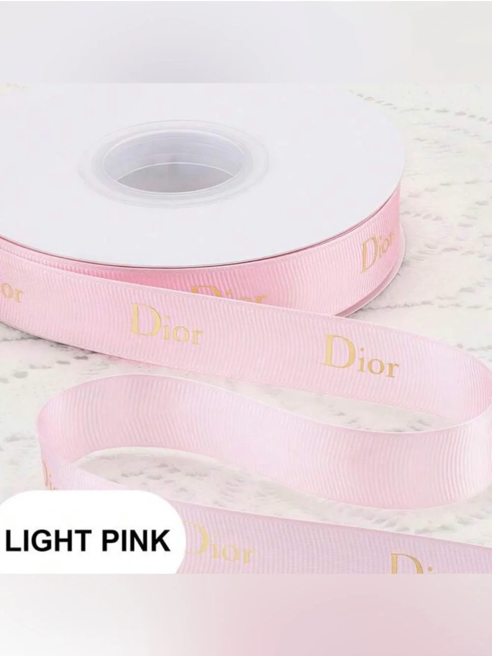 Dior Light Pink Branded Grosgrain Ribbon for Gifts & Decor 40 yards